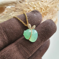 Translucent Icy Apple Green Jadeite "Glittering Hulu’s Love" Pendant (JAB006915) 4