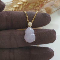 Translucent Icy Lavender Jadeite "Hulu’s Love" Pendant (JAB006932) 5
