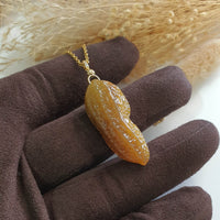 Translucent Icy Yellow Jadeite “Golden Peanut” Pendant (JAB006960) 5