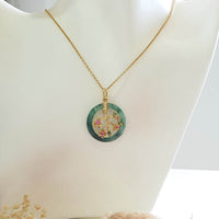 Translucency Brilliant Flower Green Jadeite "Cherry Blossom" Pendant (JAB006965) 8