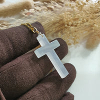 Highly Translucent Icy Jadeite "Cross" Pendant (JAB006983) 1