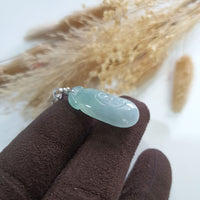 Good Translucency Icy Green Jadeite "Auspicious Ruyi" Pendant (JAB006986) 6