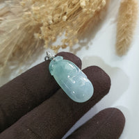 Good Translucency Icy Green Jadeite "Auspicious Ruyi" Pendant (JAB006986) 7