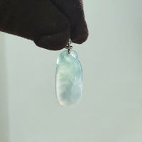 Good Translucency Icy Green Jadeite "Auspicious Ruyi" Pendant (JAB006986) 9