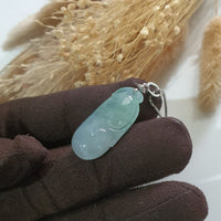 Good Translucency Icy Green Jadeite "Auspicious Ruyi" Pendant (JAB006986) 3