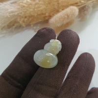 Good Translucency Icy Yellow Jadeite “Golden Calabash” Pendant (JAB007030) 3