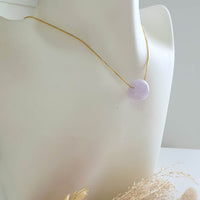 Translucent Icy Lavender Jadeite Barrel Pendant with 18KY Gold Necklace (JAB007041) 9