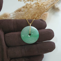Translucent Green with Apple Green Jadeite "Auspicious Coin" Pendant (JAB007065) 1