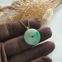 Translucent Green with Brilliant Green Jadeite "Auspicious Coin" Pendant (JAB007066) 2