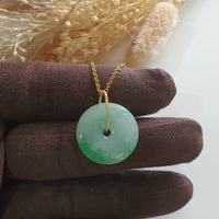 Translucent Green with Brilliant Green Jadeite "Auspicious Coin" Pendant (JAB007066) 3