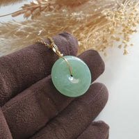 Translucent Icy Bright Green Jadeite "Auspicious Coin" Pendant (JAB007110) 2
