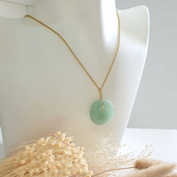 Translucent Icy Bright Green Jadeite "Auspicious Coin" Pendant (JAB007110) 8