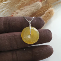 Good Translucent Icy Brilliant Yellow Jadeite “The Stars” Coin Pendant (JAB007154) 5