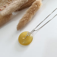Good Translucent Icy Brilliant Yellow Jadeite “The Stars” Coin Pendant (JAB007154) 7