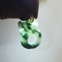 Translucent Bluish Flower Green Jadeite "Spiral 8 Dragon" Pendant (JAB007157) 8