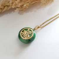 Translucent Brilliant Green Jadeite "Countless Blessing" Pendant (JAB007158) 5