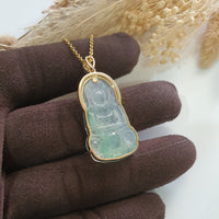 Highly Translucency Icy Apple Green Jadeite "Goddess of Mercy" Pendant (JAB007185) 6