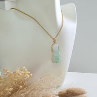 Highly Translucency Icy Apple Green Jadeite "Goddess of Mercy" Pendant (JAB007185) 10