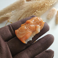 Translucent Brilliant Orange Jadeite "Majestic Guan Gong" Pendant (JAB007258) 3