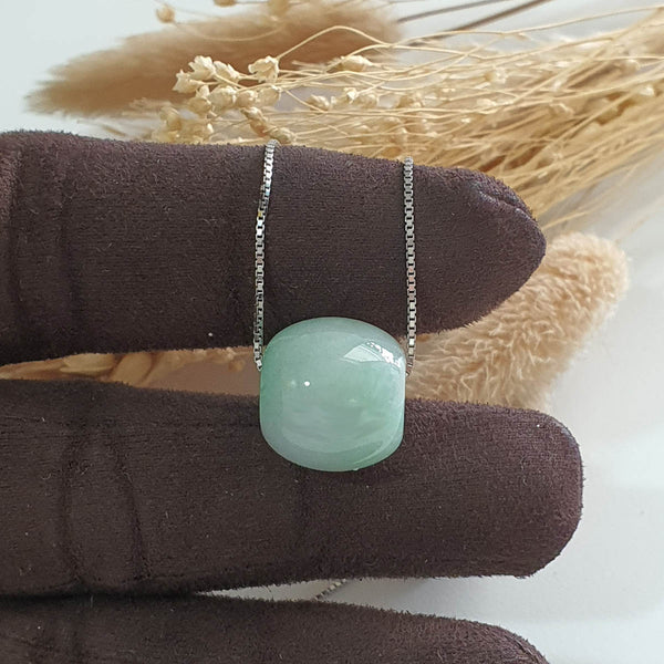 Translucent Icy Green Jadeite "Barrel" Pendant (JAB007264) 1