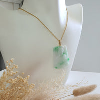 Translucent Green with Brilliant Green Jadeite "Mother Mary and Baby Jesus" Pendant (JAB007274) 7