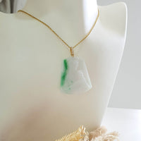 Translucent Brilliant Green on Snow Jadeite "Mother Mary and Baby Jesus" Pendant (JAB007276) 8