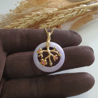 Translucency Brilliant Lavender Jadeite "Cherry Blossom" Pendant (JAB007280) 1