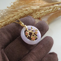 Translucency Brilliant Lavender Jadeite "Cherry Blossom" Pendant (JAB007280) 2