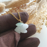 Good Translucency Icy with Green Jadeite "Rabbit with Pearl" Pendant (JAB007310) 2