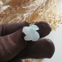 Good Translucency Icy with Green Jadeite "Rabbit with Pearl" Pendant (JAB007310) 5