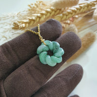 Translucent Icy Flower Green Jadeite “Eternity Knot” Pendant (JAB007399) 4