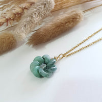 Translucent Icy Flower Green Jadeite “Eternity Knot” Pendant (JAB007399) 6