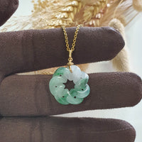 Translucent Icy Green with Lavender Jadeite “Eternity Knot” Pendant (JAB007400) 2