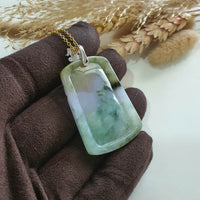 Translucent Tri-Colours Jadeite "Celestial Mountains Scenery” Pendant (JAB007419) 3