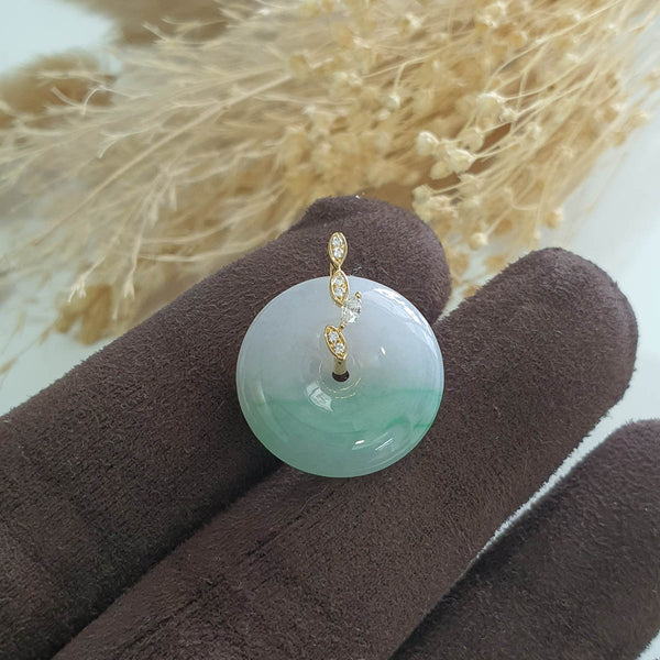 Translucent Brilliant Green Jadeite "Serenity in Bloom" Pendant (JAB007479) 1