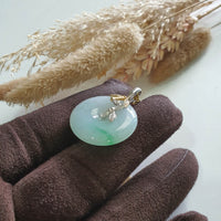 Translucent Green with Brilliant Apple Green Jadeite "Bamboo Blossom" Pendant (JAB007490) 2