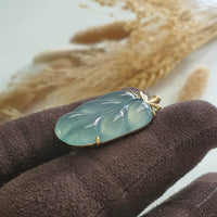 Highly Translucent Icy Blue Jadeite “Icy Foliage” Pendant (JAB007494) 2
