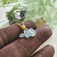 Highly Translucent Icy Blue Jadeite "Auspicious Snake" Pendant (JAB007546) 1