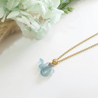 Highly Translucent Icy Blue Jadeite "Auspicious Snake" Pendant (JAB007546) 6
