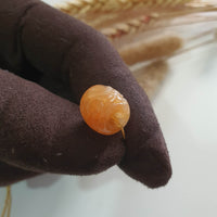 Good Translucency Icy Brilliant Orange Jadeite Carved "Ruyi & Coin" Barrel Pendant (JAB007548) 5