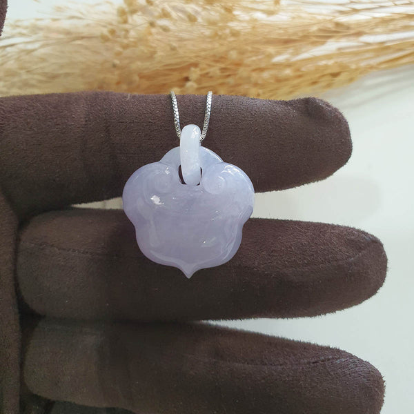 Good Translucency Icy Brilliant Lavender Jadeite "Auspicious Ruyi" Pendant (JAB007692) 1