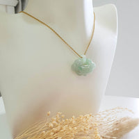 Translucent Icy Green Jadeite "Auspicious Ruyi" Pendant (JAB007693) 10