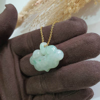 Translucent Icy Green Jadeite "Auspicious Ruyi" Pendant (JAB007693) 4