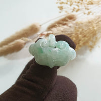 Translucent Icy Green Jadeite "Auspicious Ruyi" Pendant (JAB007693) 6