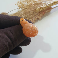 Translucent Icy Brilliant Orangey Jadeite "Interlocking Ruyi" Pendant (JAB007694) 5