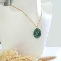 Translucent Flower Green Jadeite "Auspicious Coin" Pendant (JAB007705) 8