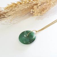 Translucent Flower Green Jadeite "Auspicious Coin" Pendant (JAB007705) 6