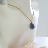 Translucent Icy Black Jadeite "Wealth Conch Shell" Pendant (JAB007716) 8