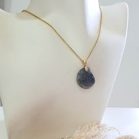 Translucent Icy Black Jadeite "Wealth Conch Shell" Pendant (JAB007716) 9