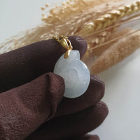 Good Translucency Icy White Jadeite "Wealth Conch Shell" Pendant (JAB007719) 3